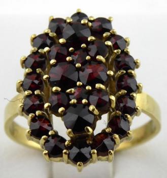 Silver and gilded ring with Czech garnets