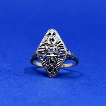 White Gold Ring - white gold, brilliant cut diamond - 1930 White Gold Ring - white gold, brilliant cut diamond - 1930