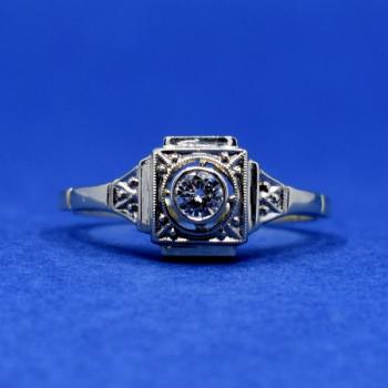 White Gold Ring - white gold, brilliant cut diamond - 1930 White Gold Ring - white gold, brilliant cut diamond - 1930