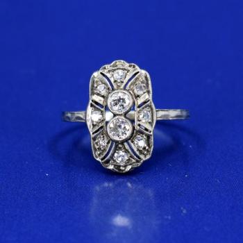 White Gold Ring - white gold, brilliant cut diamond - 1930 White Gold Ring - white gold, brilliant cut diamond - 1930