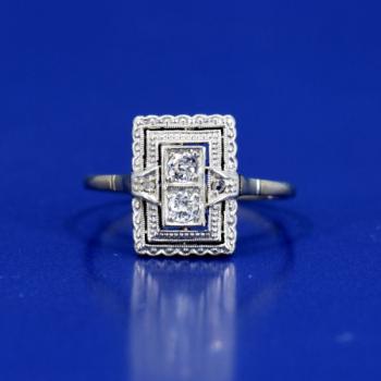 White Gold Ring - white gold, brilliant cut diamond - 1930 White Gold Ring - white gold, brilliant cut diamond - 1930