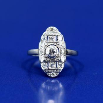 White Gold Ring - white gold, brilliant cut diamond - 1930 White Gold Ring - white gold, brilliant cut diamond - 1930
