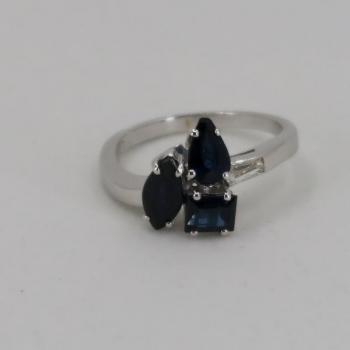 Ring with sapphires - white gold, diamond - 1970 Ring with sapphires - white gold, diamond - 1970