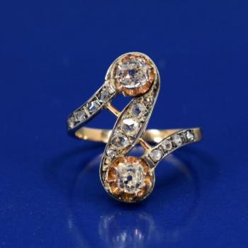 Gold ring with diamonds in art nouveau style Gold ring with diamonds in art nouveau style