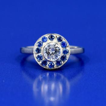 White Gold Ring - white gold, brilliant cut diamond - 1930 White Gold Ring - white gold, brilliant cut diamond - 1930
