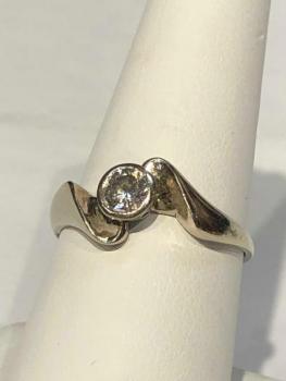 White Gold Ring - white gold, brilliant cut diamond - 1920