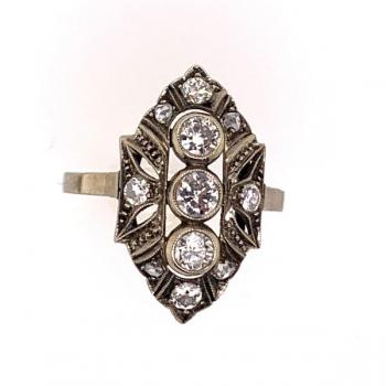 White Gold Ring - white gold, brilliant cut diamond - 1930